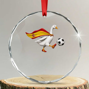 Spain Soccer Goose Crystal Glass Ornament Spanish Flag Patriotic Football Fan Graphic