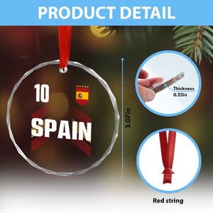 Spain Soccer Sports Graphic Number 10 Jersey Style Crystal Glass Ornament Proud Spanish Football Fans Game Day Pride