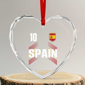 Spain Soccer Sports Graphic Number 10 Jersey Style Heart Crystal Glass Ornament Proud Spanish Football Fans Game Day Pride TS02 Transparent Glass 3'' Heart Print Your Wear