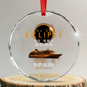 Spain Total Solar Eclipse 2026 At Sea Cruise Crystal Glass Ornament