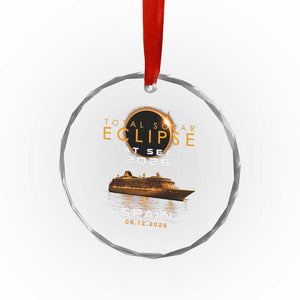 Spain Total Solar Eclipse 2026 At Sea Cruise Crystal Glass Ornament
