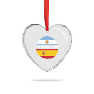 Spanish Argentinian Roots Heart Crystal Glass Ornament Yes I'm Both Of Them Vintage Spain Argentina Half Flag