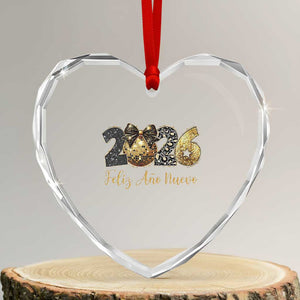 Spanish New Year 2026 Heart Crystal Glass Ornament Feliz Ano Nuevo NYE Party Disco Ball TS11 Transparent Glass 3'' Heart Print Your Wear