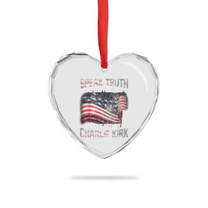 Speak Truth Defend Freedom A True Patriot Charlie Kirk Heart Crystal Glass Ornament Vintage American Flag TS11 Print Your Wear