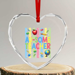 Special Ed Teacher Autism Acceptance Heart Crystal Glass Ornament Au Some Teacher