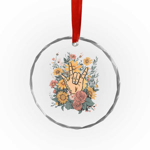 Special Education Crystal Glass Ornament Sign Language ASL Love Needs No Words TS02 Print Your Wear