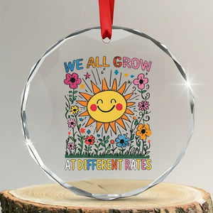 Special Education Crystal Glass Ornament We All Grow At Different Rates Inspirational Inclusion Sped Teacher TS02 Transparent Glass 3'' Circle Print Your Wear