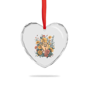 Special Education Heart Crystal Glass Ornament Sign Language ASL Love Needs No Words TS02 Print Your Wear
