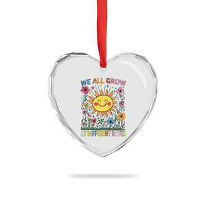 Special Education Heart Crystal Glass Ornament We All Grow At Different Rates Inspirational Inclusion Sped Teacher TS02 Print Your Wear