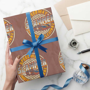 Speedway Slammer 2025 Wrapping Paper Roll Indiana Alcatraz Retro Vintage Racing Graphic TS02 Mocha Print Your Wear