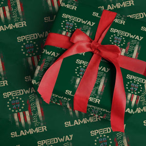 Speedway Slammer 2025 Wrapping Paper Roll We The People Patriotic Distressed American Flag TS02 Green Print Your Wear