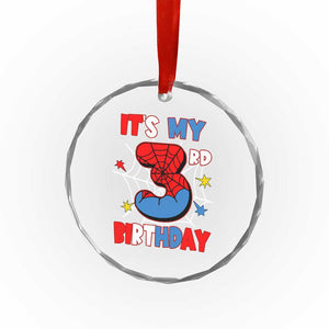 Spider Birthday Crystal Glass Ornament It's My 3rd Bday Party 3 Years Old Boy TS02 Print Your Wear