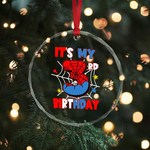 Spider Birthday Crystal Glass Ornament It's My 3rd Bday Party 3 Years Old Boy TS02 Print Your Wear