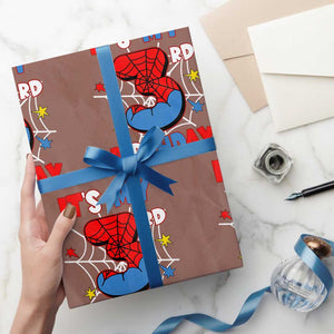 Spider Birthday Wrapping Paper Roll It's My 3rd Bday Party 3 Years Old Boy TS02 Mocha Print Your Wear