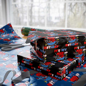Spider Birthday Wrapping Paper Roll It's My 3rd Bday Party 3 Years Old Boy TS02 Black Print Your Wear