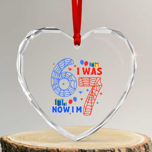 Spider Boy I Was 6 Now I Am 7 Heart Crystal Glass Ornament Seventh Birthday Gift TS12 Transparent Glass 3'' Heart Print Your Wear