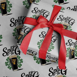 Split the G Funny Irish Drinking Wrapping Paper Roll St. Patrick’s Day Stout Beer Lovers Pub Crawls TS02 White Print Your Wear