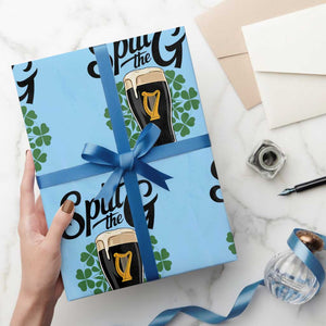 Split the G Funny Irish Drinking Wrapping Paper Roll St. Patrick’s Day Stout Beer Lovers Pub Crawls TS02 Light Blue Print Your Wear