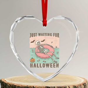 Spooky Summer Skeleton Heart Crystal Glass Ornament Just Waiting For Halloween Summer Pool Party TS02 Transparent Glass 3'' Heart Print Your Wear
