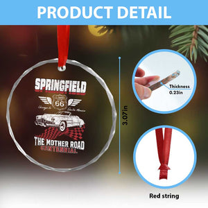 Springfield Missouri US Highway 66 Centennial Keepsake Crystal Glass Ornament Vintage 1950 Classic American Car Convertible TS14 Print Your Wear