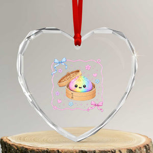 Squishy Lovers Heart Crystal Glass Ornament Cute Dumpling Graphic Coquette Bow Girls TS10 Transparent Glass 3'' Heart Print Your Wear