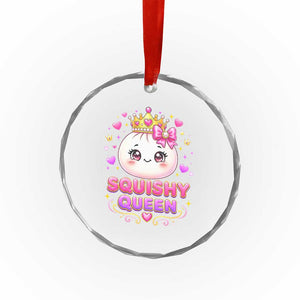 Squishy Queen Kawaii Glitter Dumpling Graphic Crystal Glass Ornament Cute Tiara Crown and Pink Bow