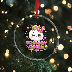 Squishy Queen Kawaii Glitter Dumpling Graphic Crystal Glass Ornament Cute Tiara Crown and Pink Bow