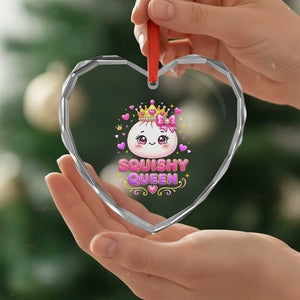 Squishy Queen Kawaii Glitter Dumpling Graphic Heart Crystal Glass Ornament Cute Tiara Crown and Pink Bow