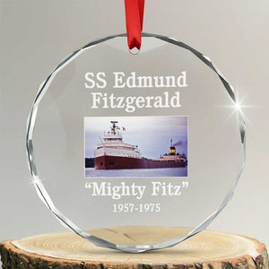 SS Edmund Fitzgerald Mighty Fitz Tribute Crystal Glass Ornament Great Lakes Shipwreck Memorial TS02 Transparent Glass 3'' Circle Print Your Wear