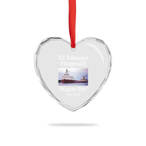 SS Edmund Fitzgerald Mighty Fitz Tribute Heart Crystal Glass Ornament Great Lakes Shipwreck Memorial TS02 Print Your Wear
