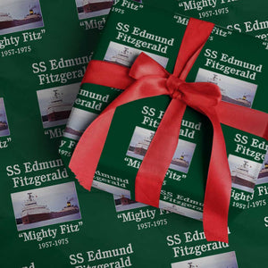 SS Edmund Fitzgerald Mighty Fitz Tribute Wrapping Paper Roll Great Lakes Shipwreck Memorial TS02 Green Print Your Wear
