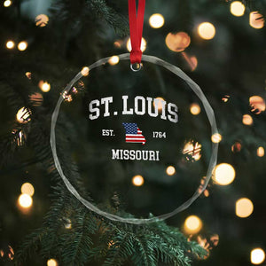 St. Louis Missouri MO Crystal Glass Ornament Vintage American Flag Missouri State