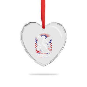 St Michael Defend America Archangel Graphic Heart Crystal Glass Ornament Christian Faith Patriotic