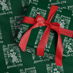 St Patrick Of Kansas City Wrapping Paper Roll Funny St Patricks Day Missouri State Football Fan TS11 Green Print Your Wear