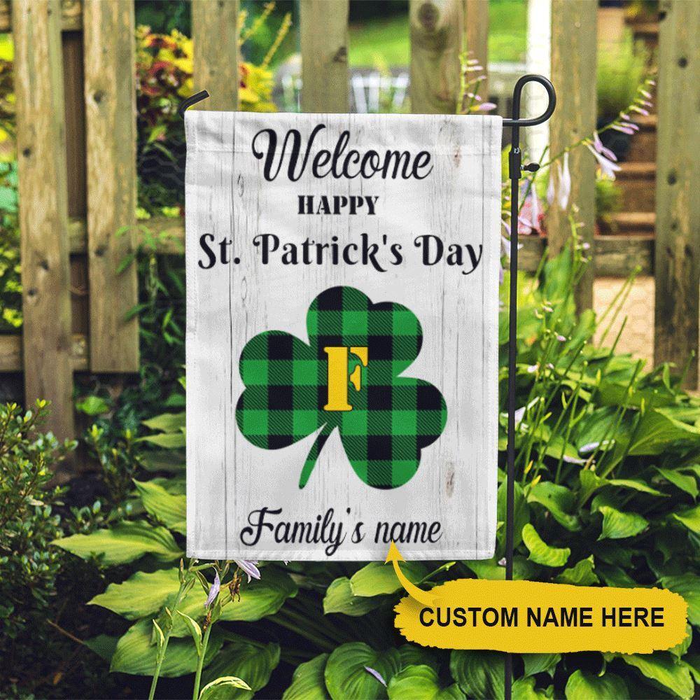 Personalized St Patricks Day Welcome Lucky Family Happy Flag CTM One Size Custom - Printyourwear