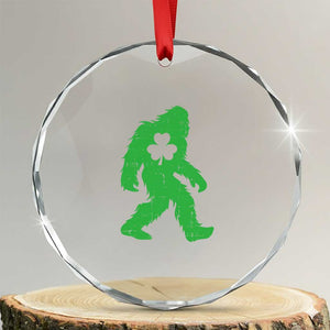 St Patricks Day Bigfoot Crystal Glass Ornament Sasquatch Lucky Shamrock TS02 Transparent Glass 3'' Circle Print Your Wear