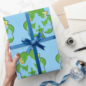 St Patricks Day Bigfoot Shamrock Wrapping Paper Roll Six Seven Meme TS12 Light Blue Print Your Wear
