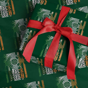 St Patrick's Day Black Irish Wrapping Paper Roll Vintage American Flag Celtic Cross TS11 Green Print Your Wear