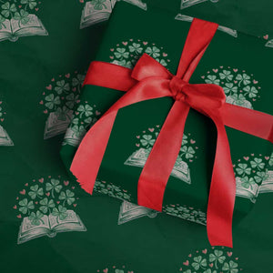 St Patricks Day Book Lover Wrapping Paper Roll Librarian Core Lucky Shamrocks TS02 Green Print Your Wear