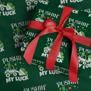 St Patricks Day Boys Truck Wrapping Paper Roll Pushing My Luck Tractor Toy Lover TS02 Green Print Your Wear