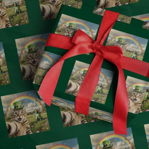 St Patricks Day Cat Selfie with Leprechaun Wrapping Paper Roll TS11 Green Print Your Wear