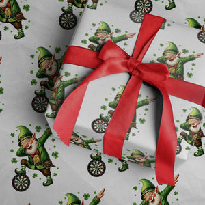 St Patricks Day Cheerful Gnome Dabbing Wrapping Paper Roll Darts Lover Gift TS12 White Print Your Wear