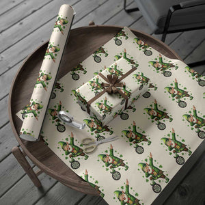 St Patricks Day Cheerful Gnome Dabbing Wrapping Paper Roll Darts Lover Gift TS12 Beige Print Your Wear