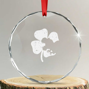 St Patricks Day Dinosaur Rex Crystal Glass Ornament Dino in Lucky Shamrock TS02 Transparent Glass 3'' Circle Print Your Wear