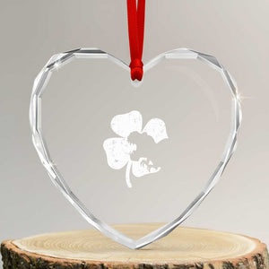 St Patricks Day Dinosaur Rex Heart Crystal Glass Ornament Dino in Lucky Shamrock TS02 Transparent Glass 3'' Heart Print Your Wear