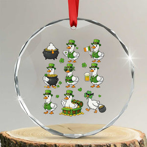 St Patricks Day Goose Crew Irish Celebration Crystal Glass Ornament TS12 Transparent Glass 3'' Circle Print Your Wear