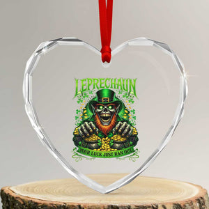St Patricks Day Horror Leprechaun Heart Crystal Glass Ornament Your Luck Just Ran Out Creepy St Pattys Day TS11 Transparent Glass 3'' Heart Print Your Wear