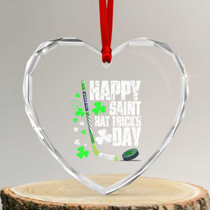 St. Patrick's Day Ice Hockey Heart Crystal Glass Ornament Happy Saint Hat Trick's Lucky Shamrocks TS02 Transparent Glass 3'' Heart Print Your Wear
