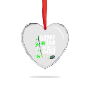 St. Patrick's Day Ice Hockey Heart Crystal Glass Ornament Happy Saint Hat Trick's Lucky Shamrocks TS02 Print Your Wear