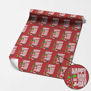 St. Patrick's Day Ice Hockey Wrapping Paper Roll Happy Saint Hat Trick's Lucky Shamrocks TS02 Red Print Your Wear